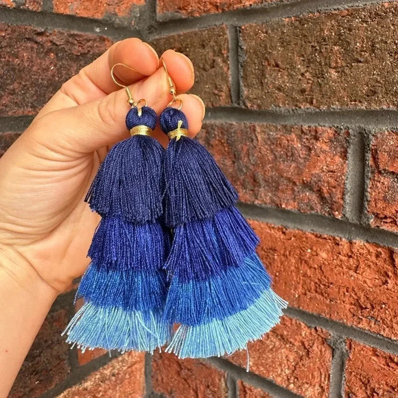 Zara Jewelry - Zara tassel Blue Silk Earrings